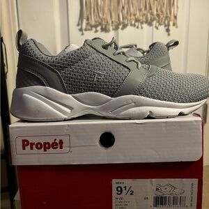 Propet Gray and White Athletic Shoes with Modern Design